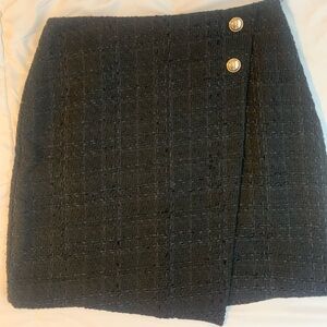 Nine West Black Tweed Skirt with Gold Buttons Size M